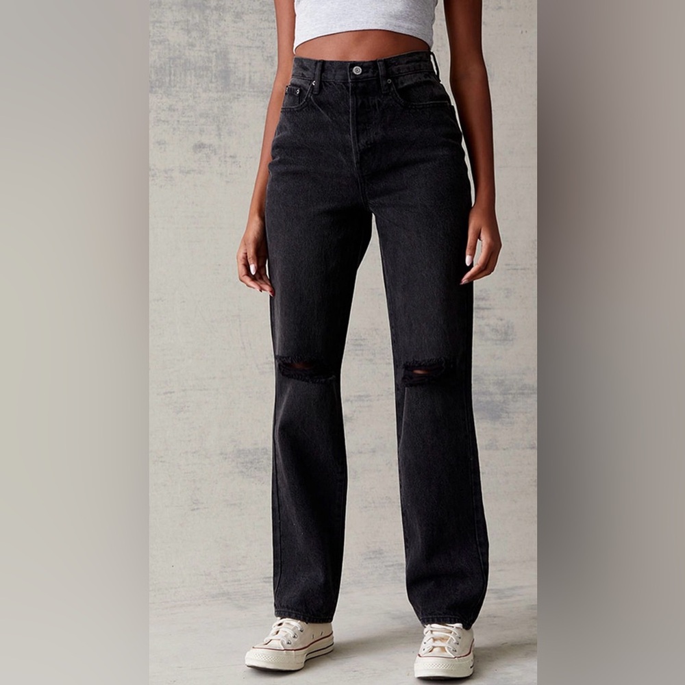Pacsun Eco Black Distressed Dad Jeans. Size 25